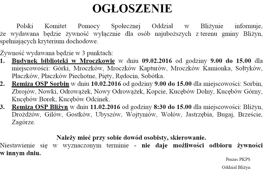 ogloszenie 9 luty