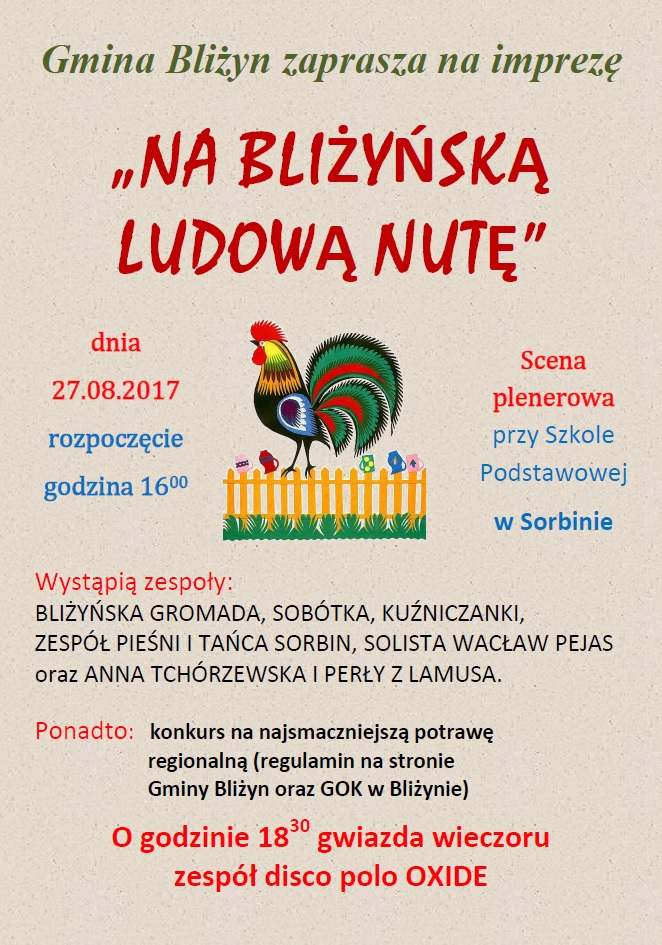 plakat na blizynska ludowa nute