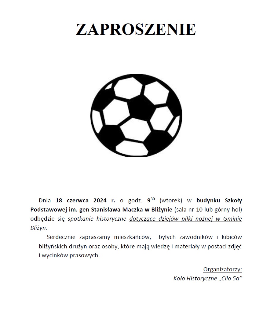 zaproszenie pilka nozna